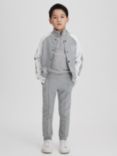 Reiss Kids' Pelham Logo Varsity Jacket, Soft Grey/White, Soft Grey/White