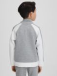 Reiss Kids' Pelham Logo Varsity Jacket, Soft Grey/White, Soft Grey/White