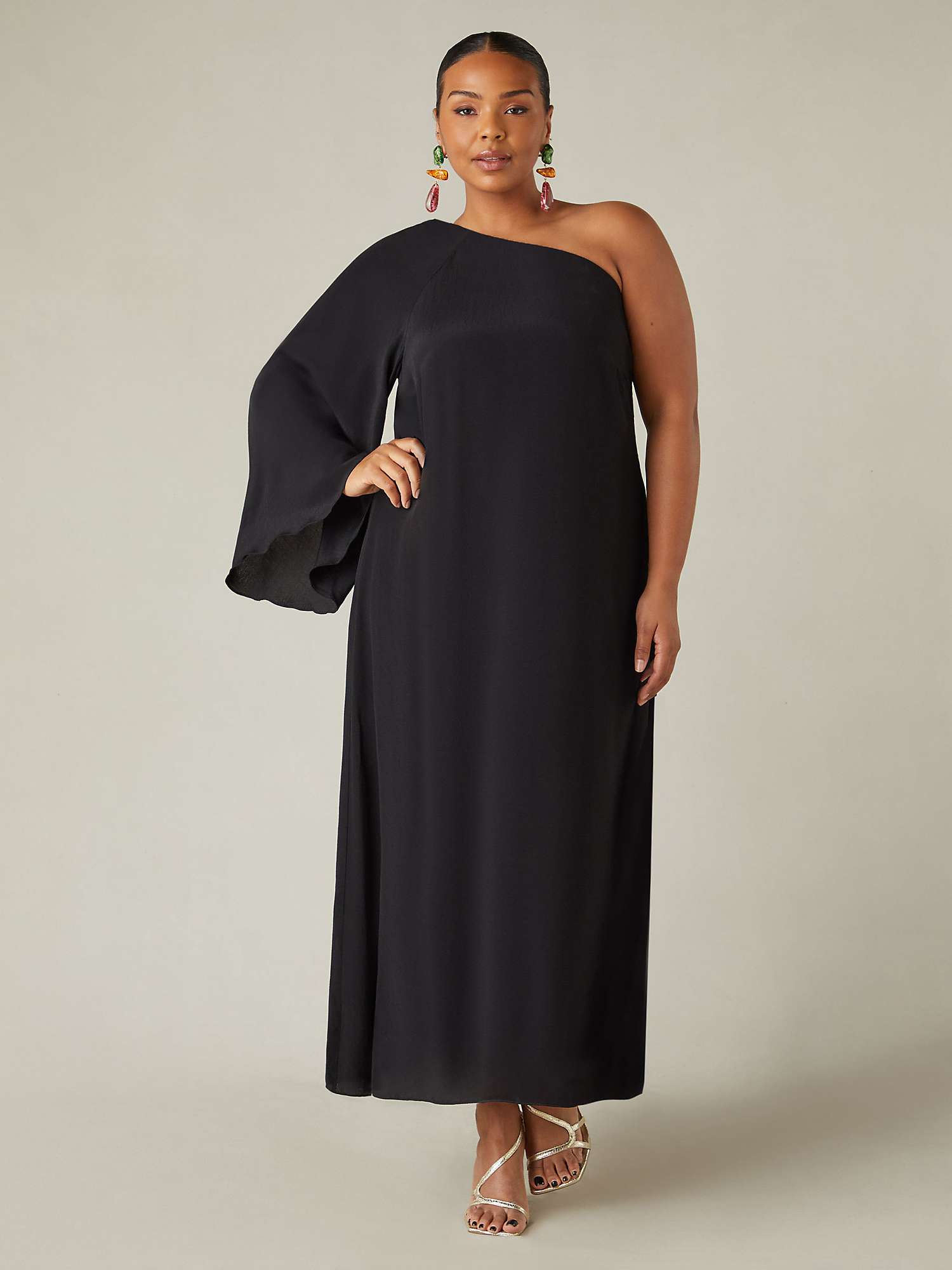 Buy Live Unlimited Curve One Shoulder Midi Dress, Black Online at johnlewis.com