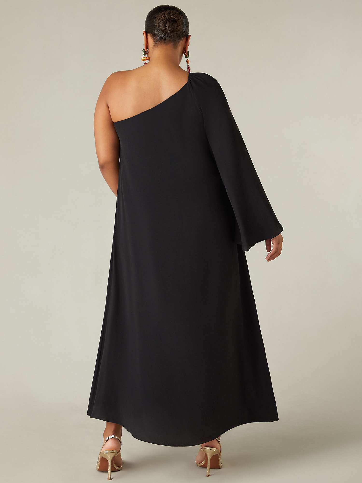 Buy Live Unlimited Curve One Shoulder Midi Dress, Black Online at johnlewis.com