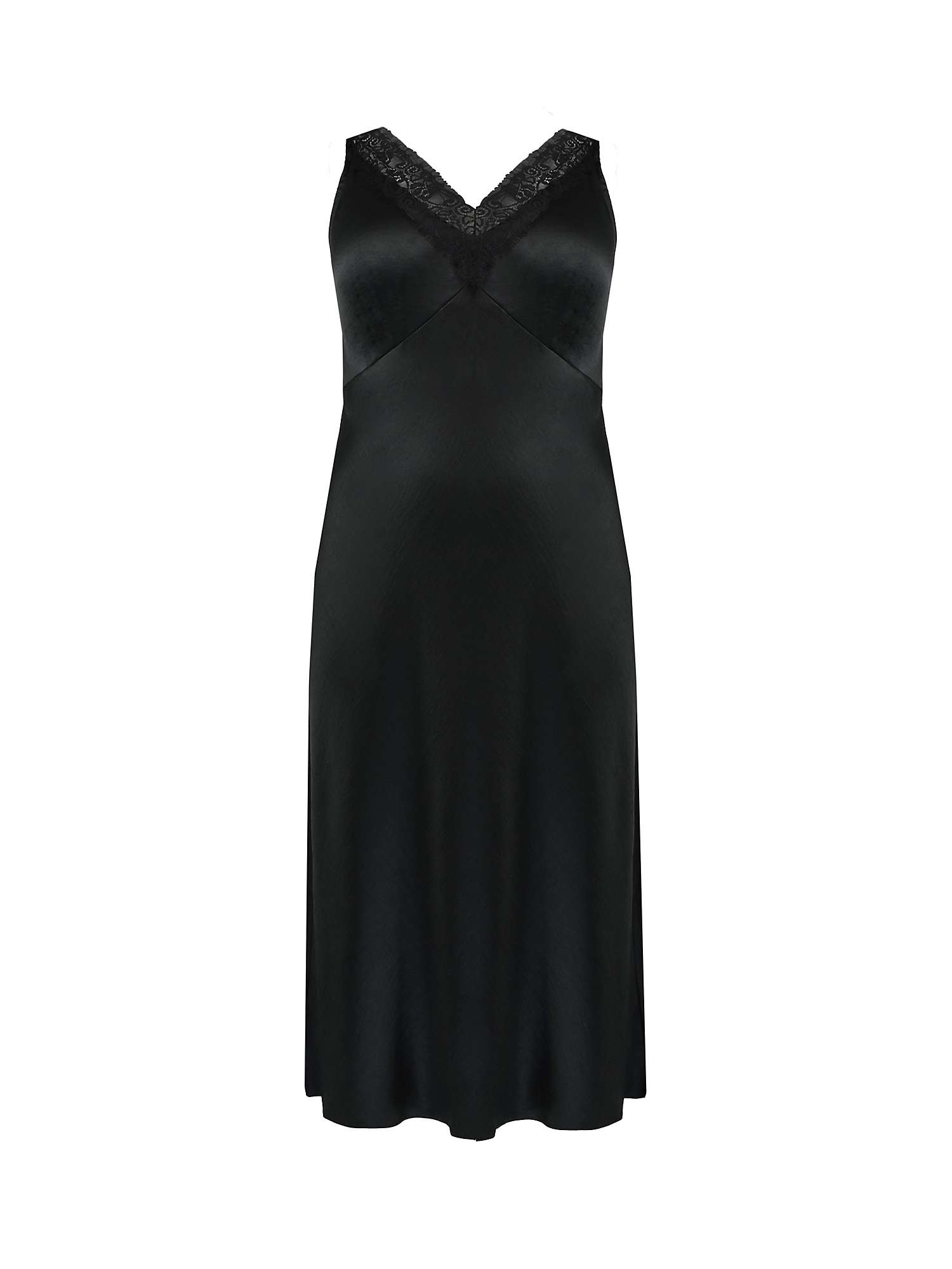 Buy Live Unlimited Curve Satin Lace Slip Dress, Black Online at johnlewis.com