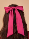 Rewritten Satin Hair Bow, Hot Pink
