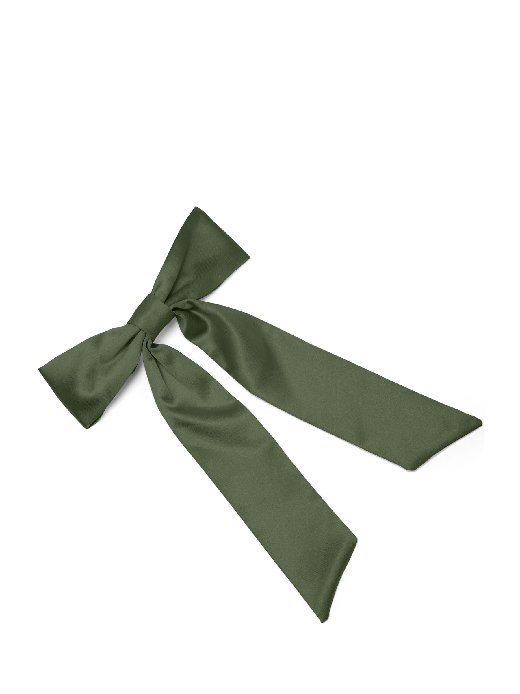 Rewritten Satin Hair Bow, Olive Green, One Size