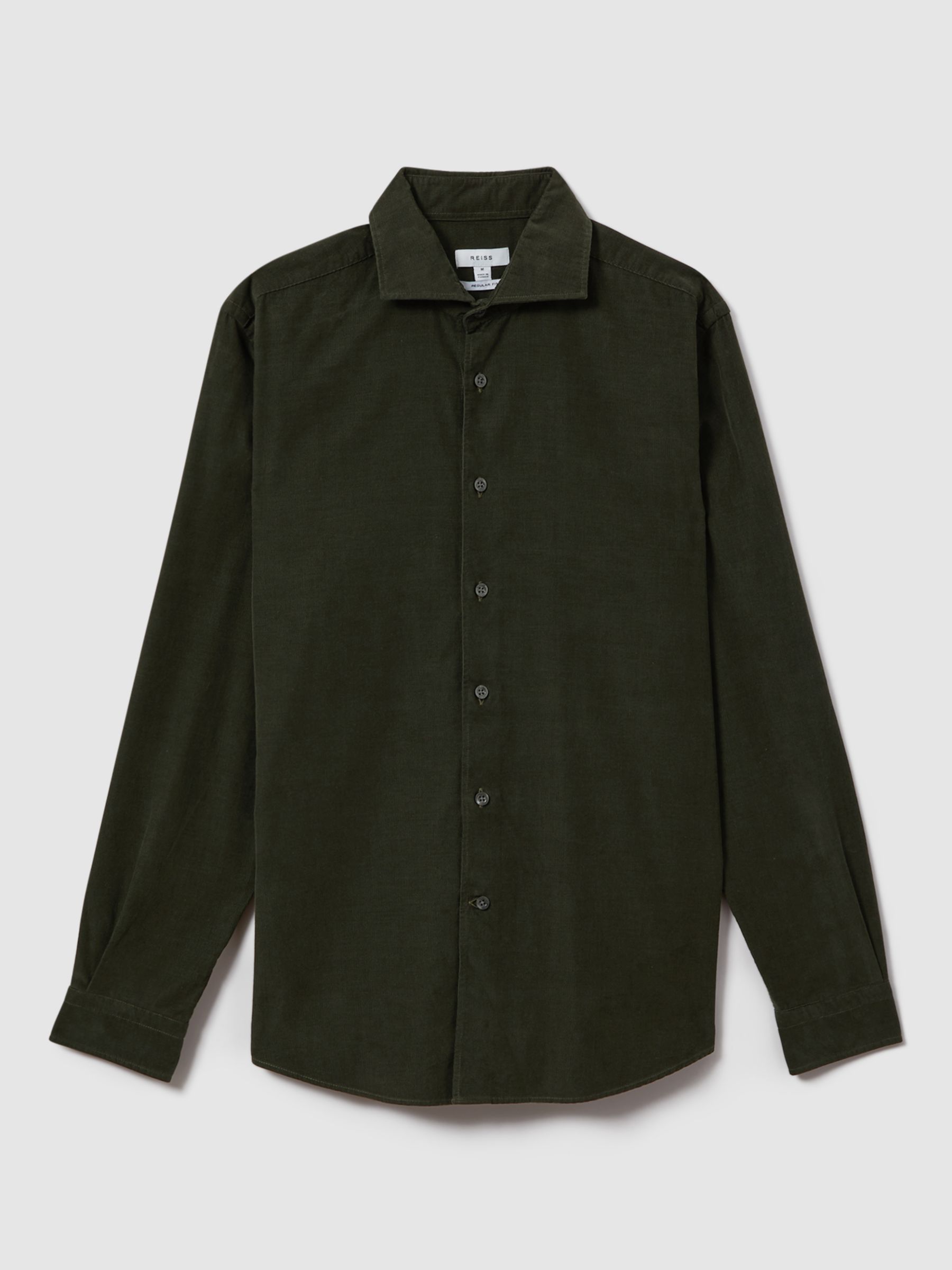 Reiss Vincy Long Sleeve Cutaway Collar Shirt, Khaki, XS