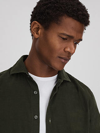 Reiss Vincy Long Sleeve Cutaway Collar Shirt, Khaki