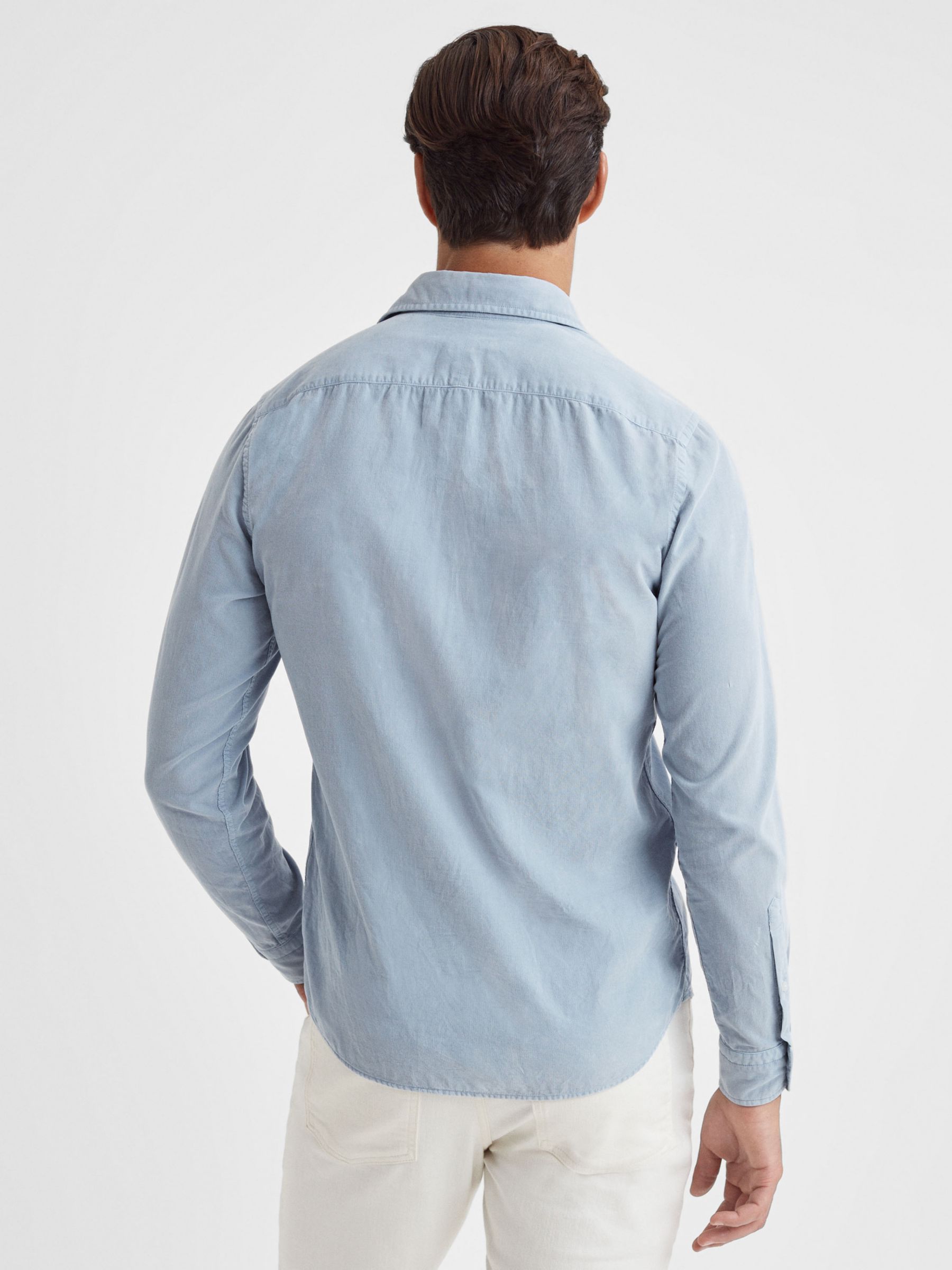 Reiss Vincy Long Sleeve Cutaway Collar Shirt, Soft Blue, XS