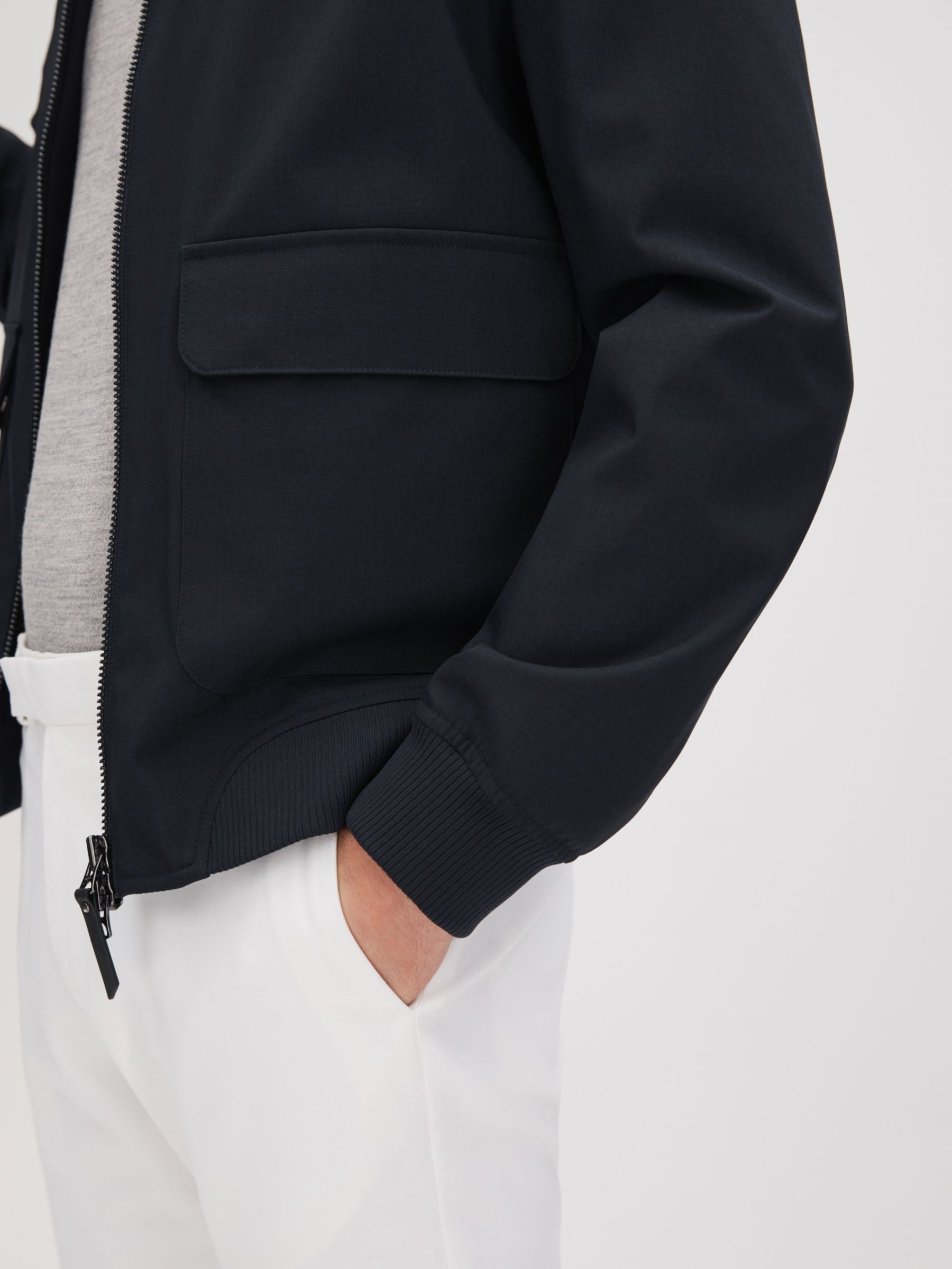 Reiss Rufus Long Sleeve Zip Through Jacket, Navy, XS