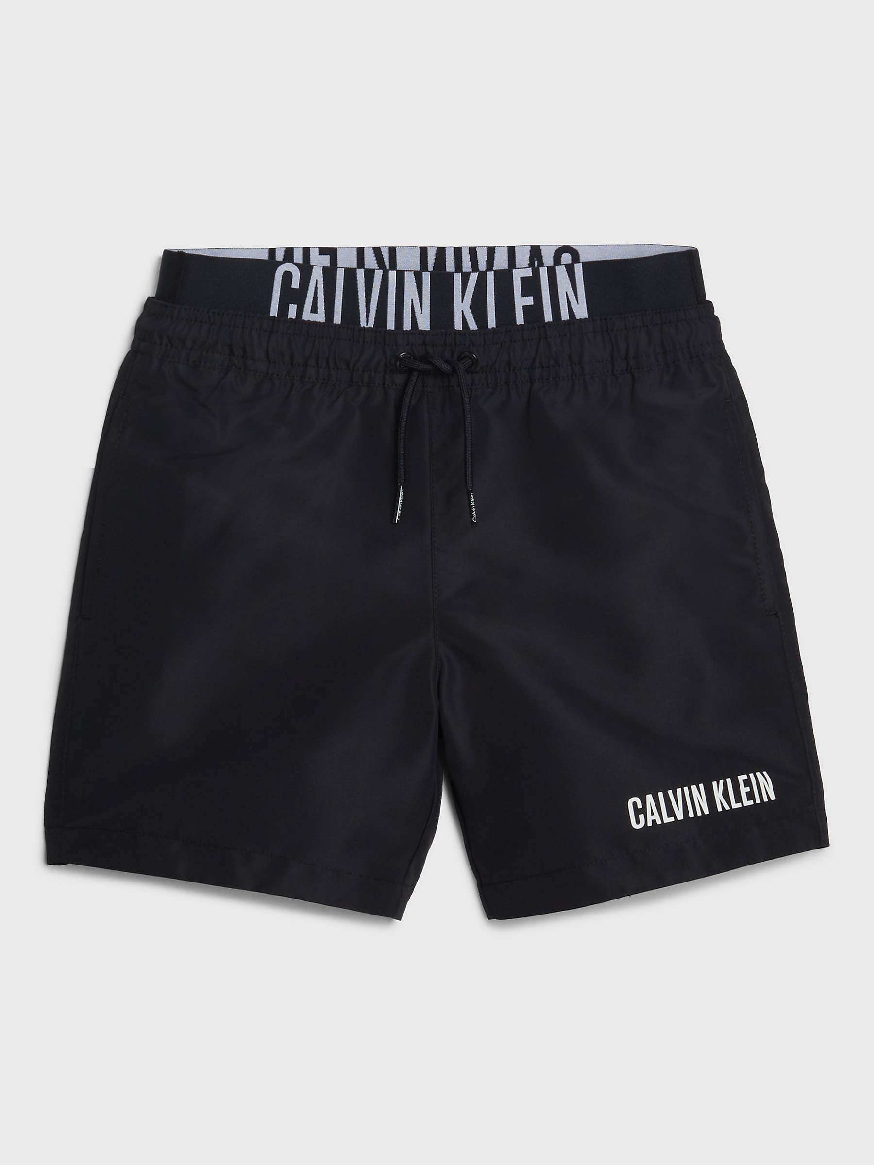Buy Calvin Klein Double Waistband Swim Shorts, Black Online at johnlewis.com
