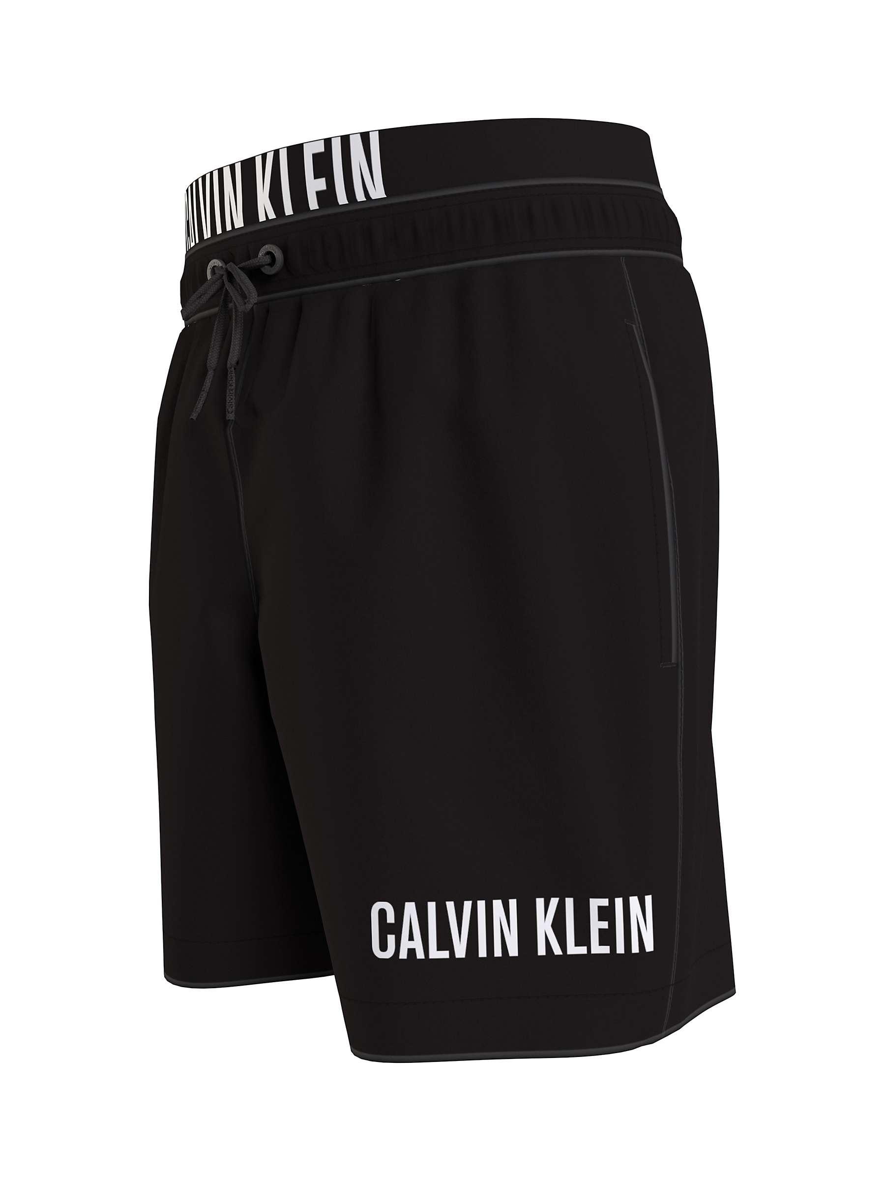 Buy Calvin Klein Double Waistband Swim Shorts, Black Online at johnlewis.com
