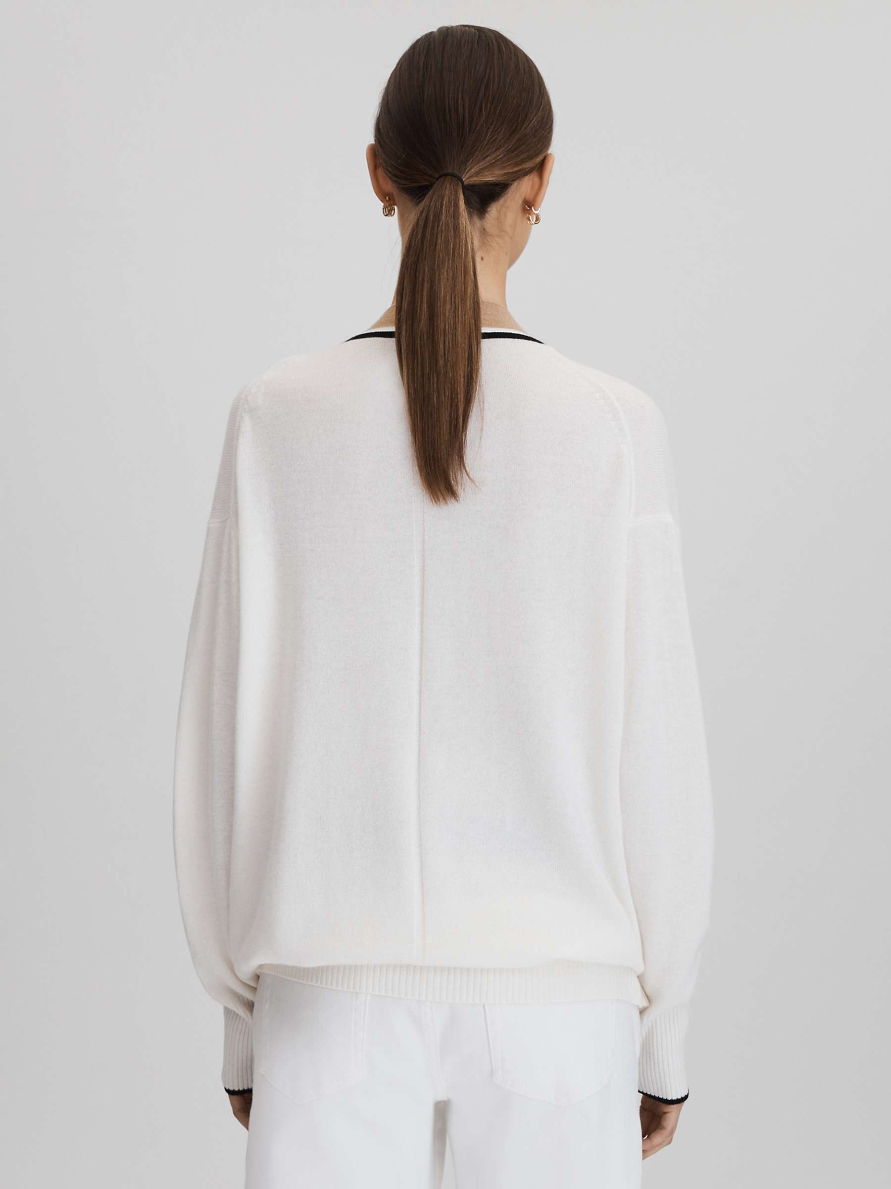Buy Reiss Carly Cashmere Blend Cardigan, Ivory/Black Online at johnlewis.com