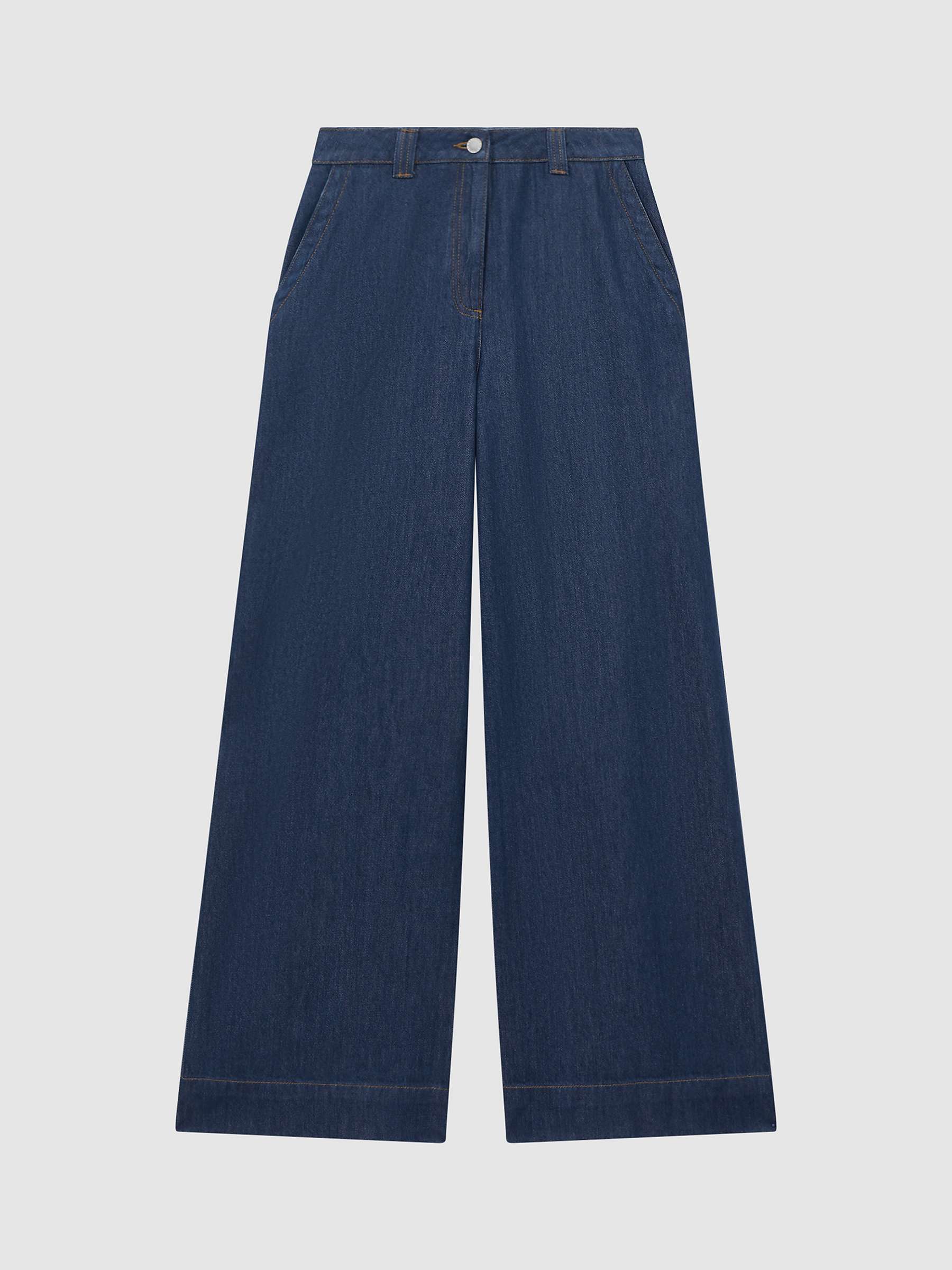 Buy Reiss Petite Olivia Wide Leg Jeans, Dark Blue Online at johnlewis.com