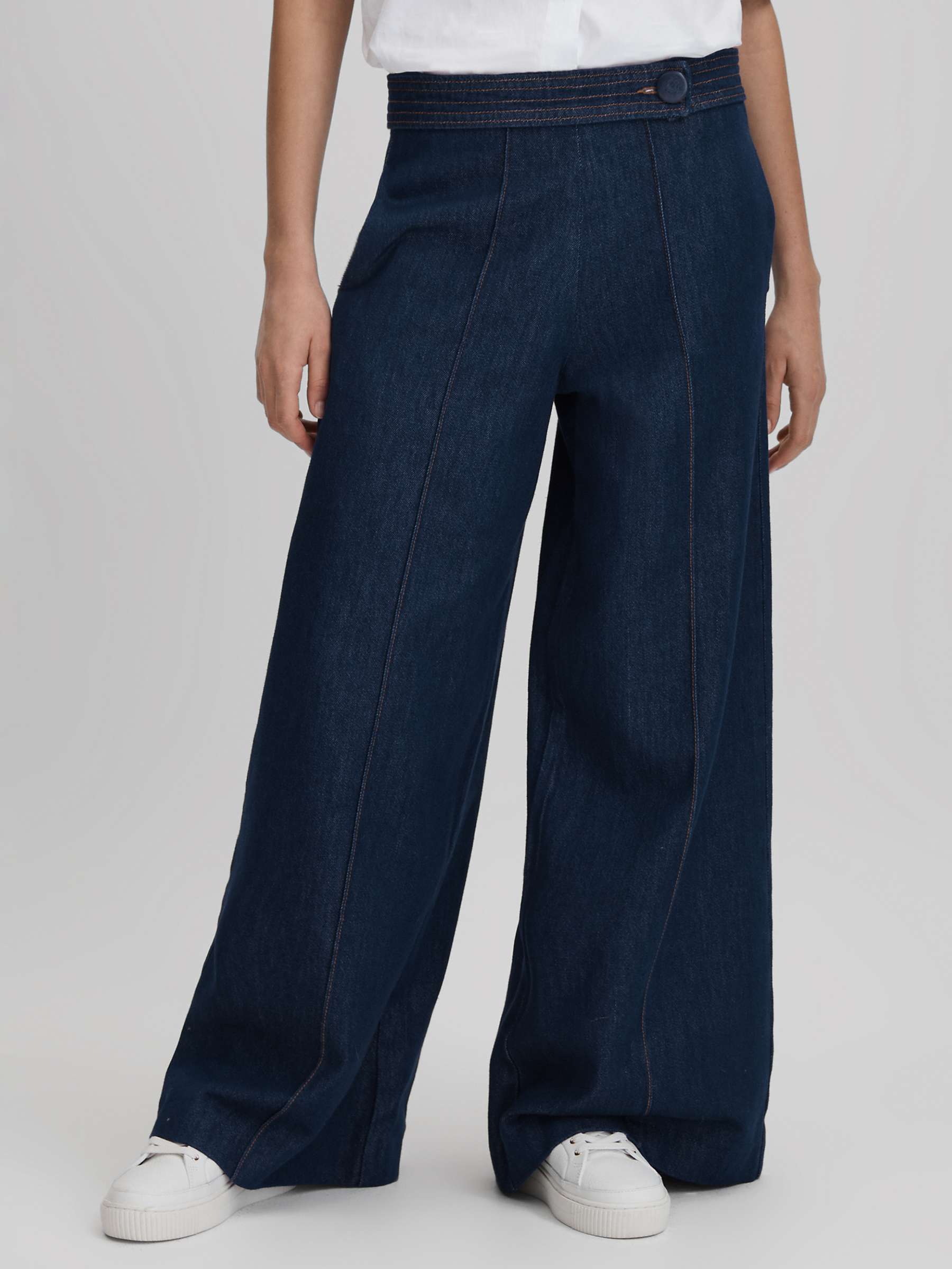 Buy Reiss Lianna Wide Leg Jeans, Dark Blue Online at johnlewis.com