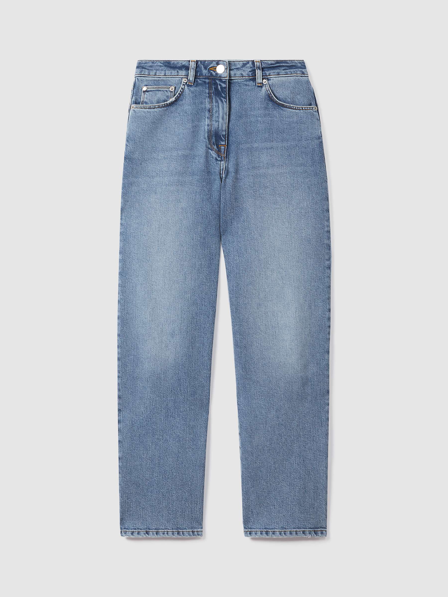 Buy Reiss Selin Cotton Straight Leg Jeans, Light Blue Online at johnlewis.com