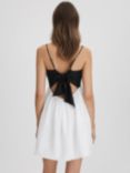 Reiss Hadley Linen Colour Block Mini Dress, Black/White, Black/White