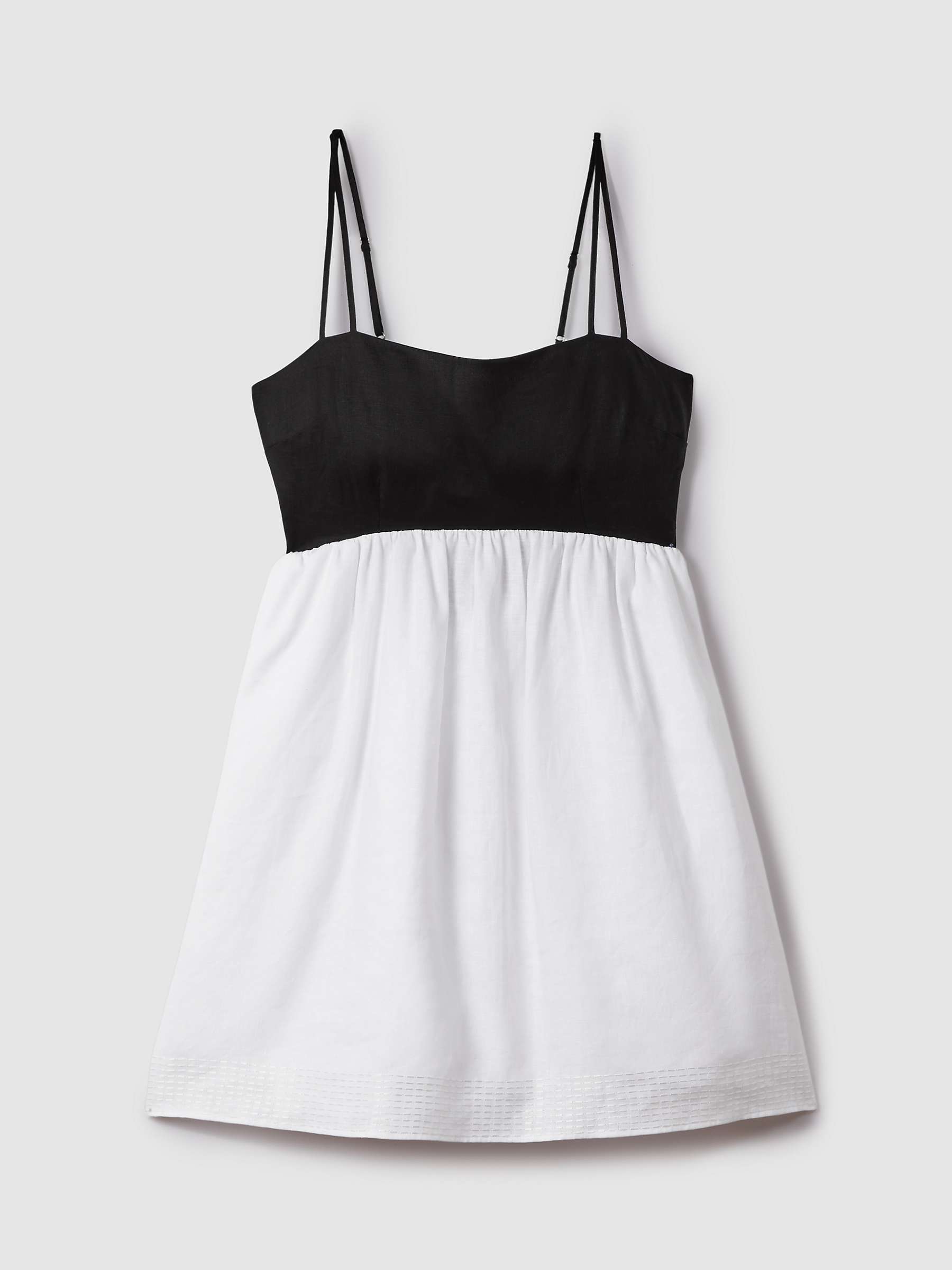 Buy Reiss Hadley Linen Colour Block Mini Dress, Black/White Online at johnlewis.com
