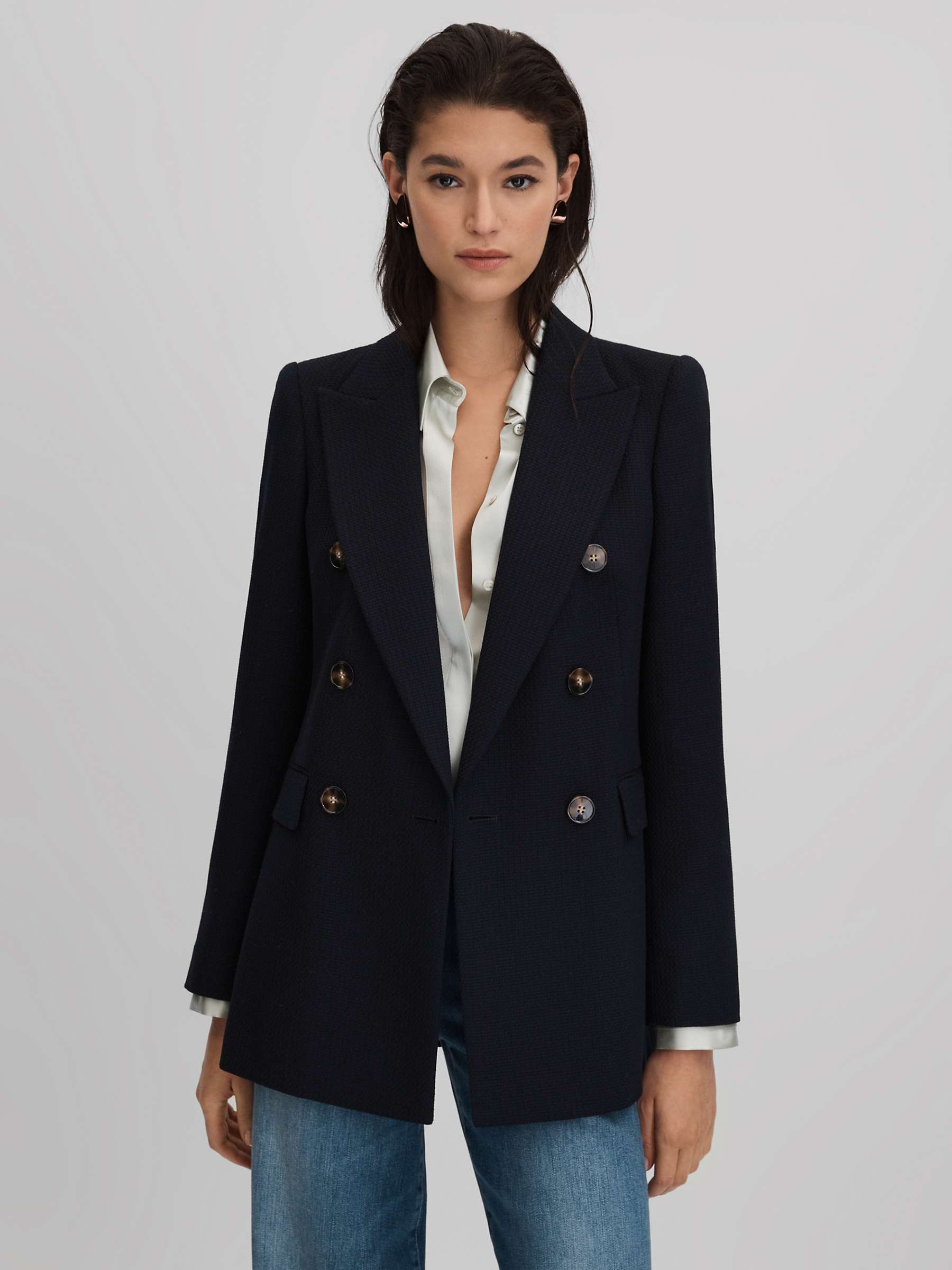 Buy Reiss Petite Lana Twill Jacket, Navy Online at johnlewis.com