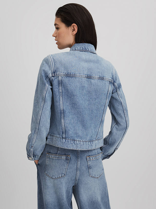 Reiss Ellen Denim Jacket, Mid Blue