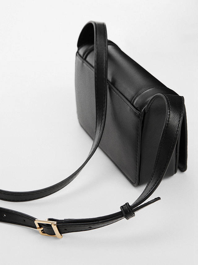 Mango Jorge Faux Leather Small Crossbody Handbag, Black