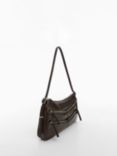 Mango Manuela Zip Detail Shoulder Bag, Charcoal