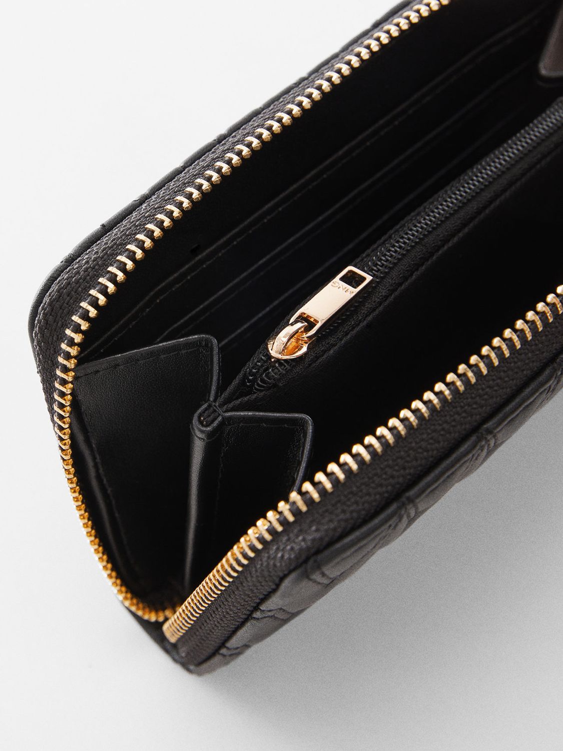 Buy Mango Queens Padded Logo Wallet, Black Online at johnlewis.com