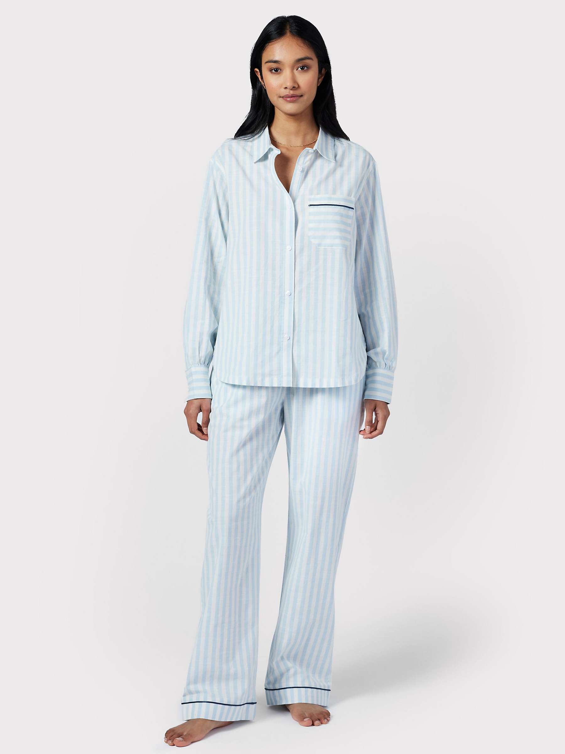 Buy Chelsea Peers Poplin Stripe Long Sleeve Pyjama Shirt, Blue Online at johnlewis.com