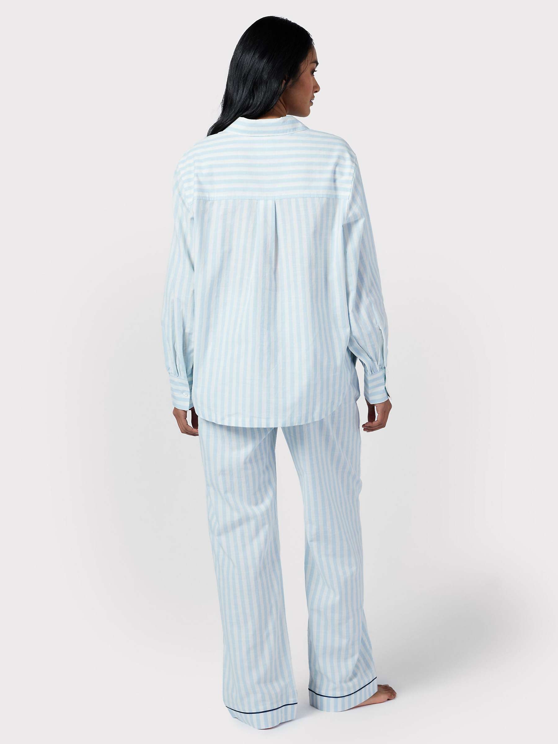 Buy Chelsea Peers Poplin Stripe Long Sleeve Pyjama Shirt, Blue Online at johnlewis.com