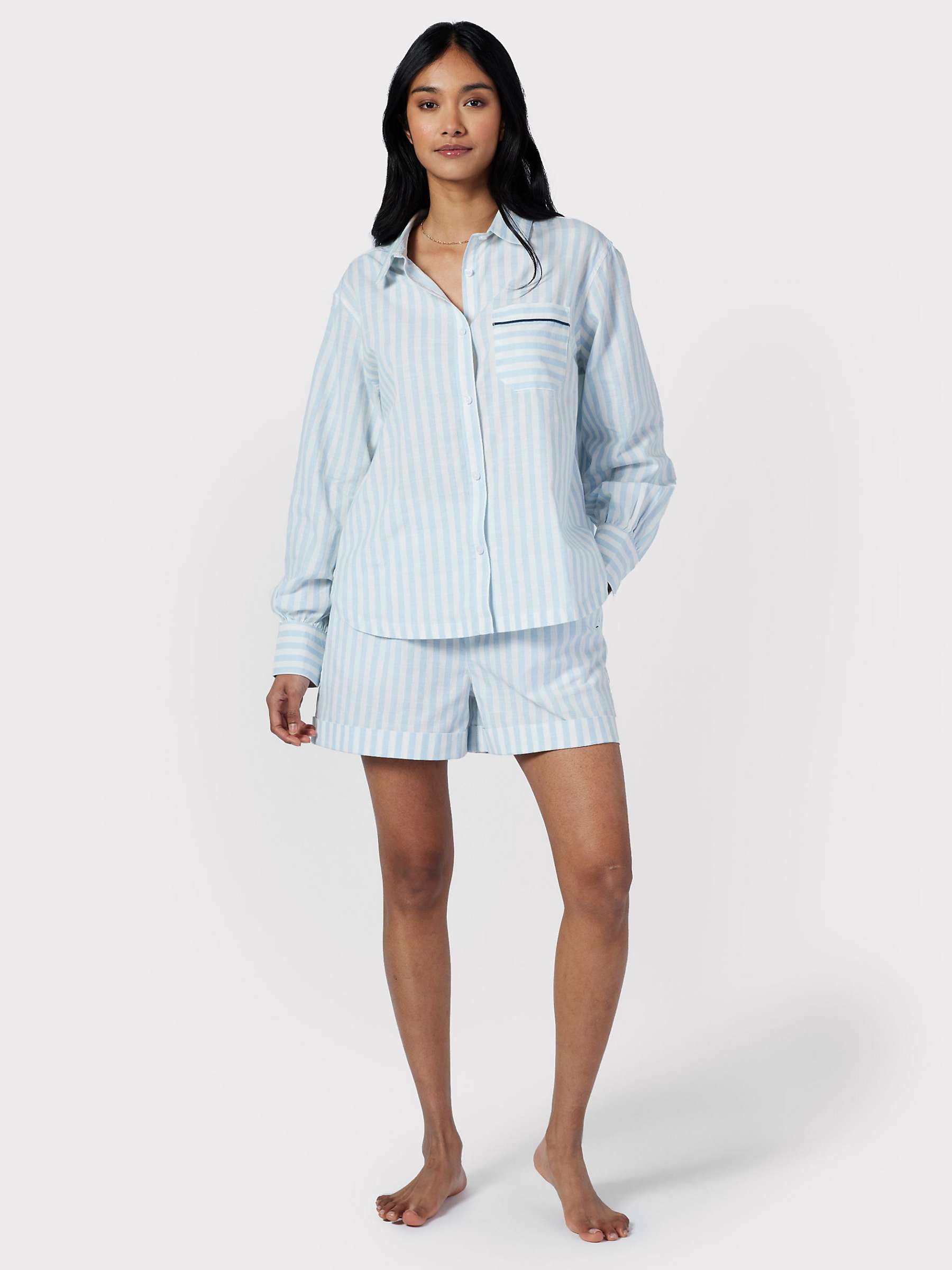 Buy Chelsea Peers Poplin Stripe Pyjama Shorts, Blue Online at johnlewis.com