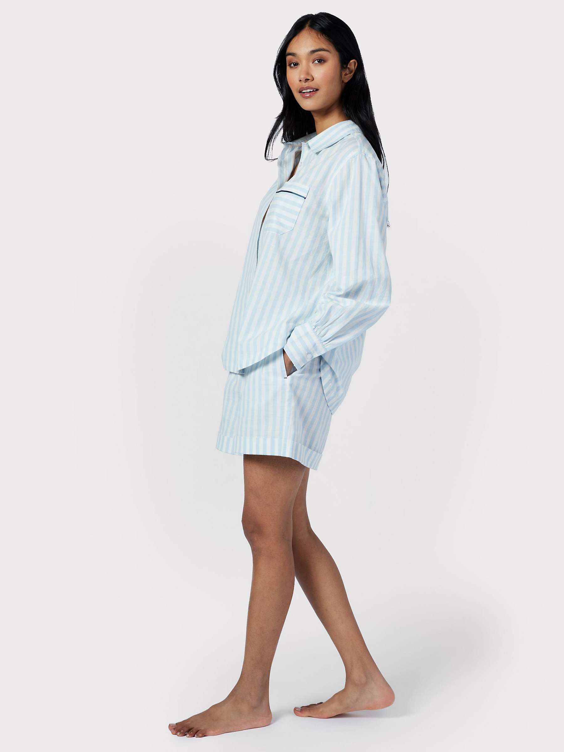 Buy Chelsea Peers Poplin Stripe Pyjama Shorts, Blue Online at johnlewis.com