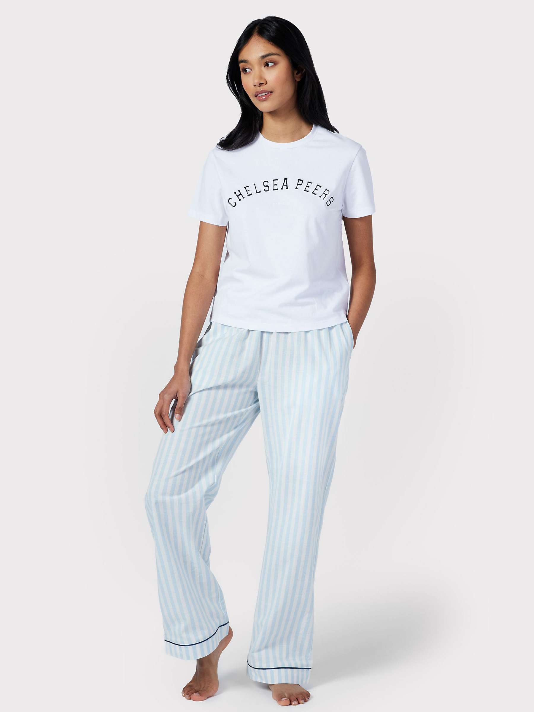 Buy Chelsea Peers Poplin Stripe Long Pyjama Bottoms, Blue Online at johnlewis.com