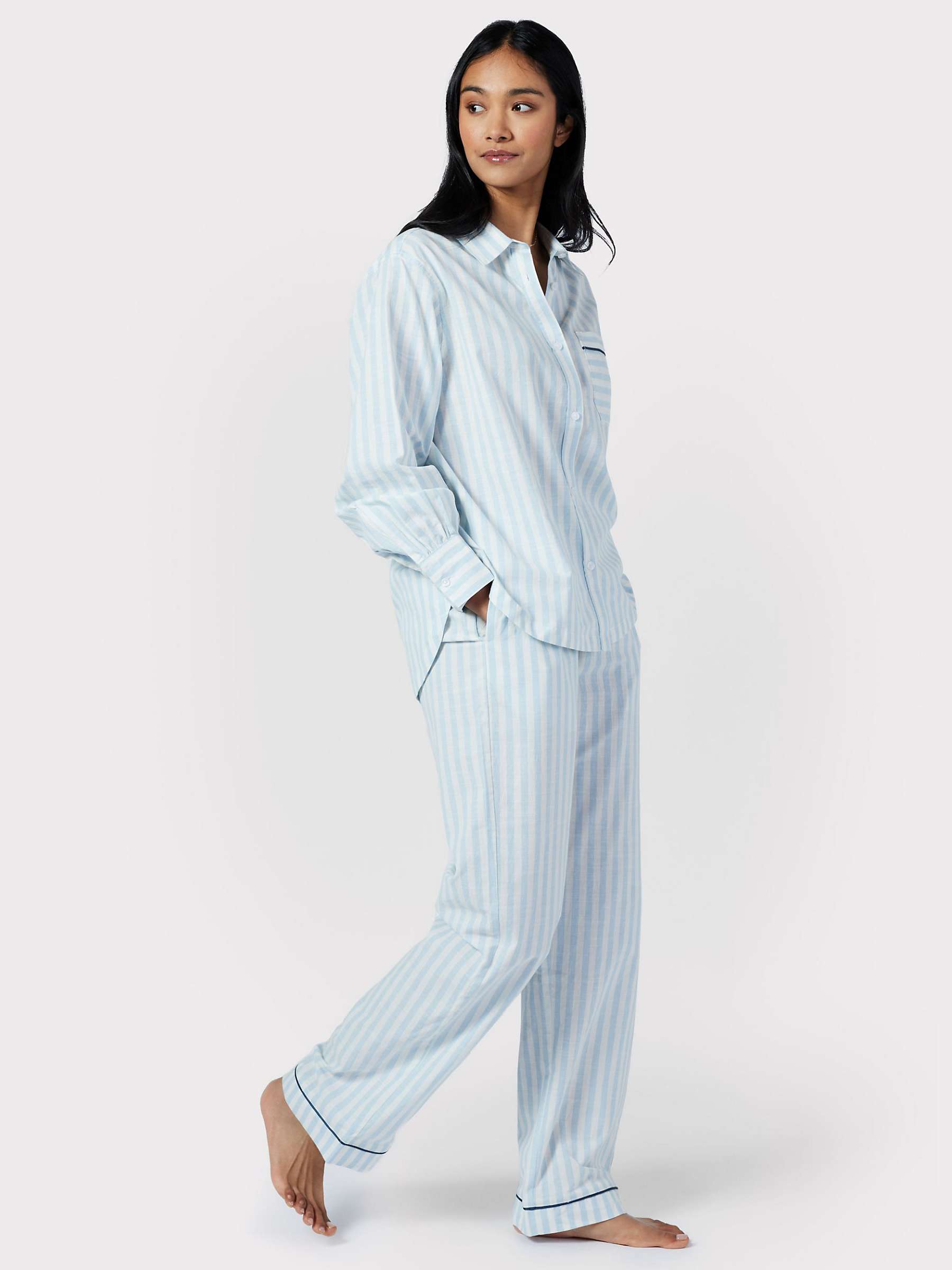 Buy Chelsea Peers Poplin Stripe Long Pyjama Bottoms, Blue Online at johnlewis.com