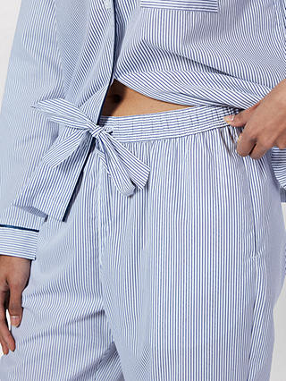 Chelsea Peers Poplin Stripe Long Pyjama Set, Blue