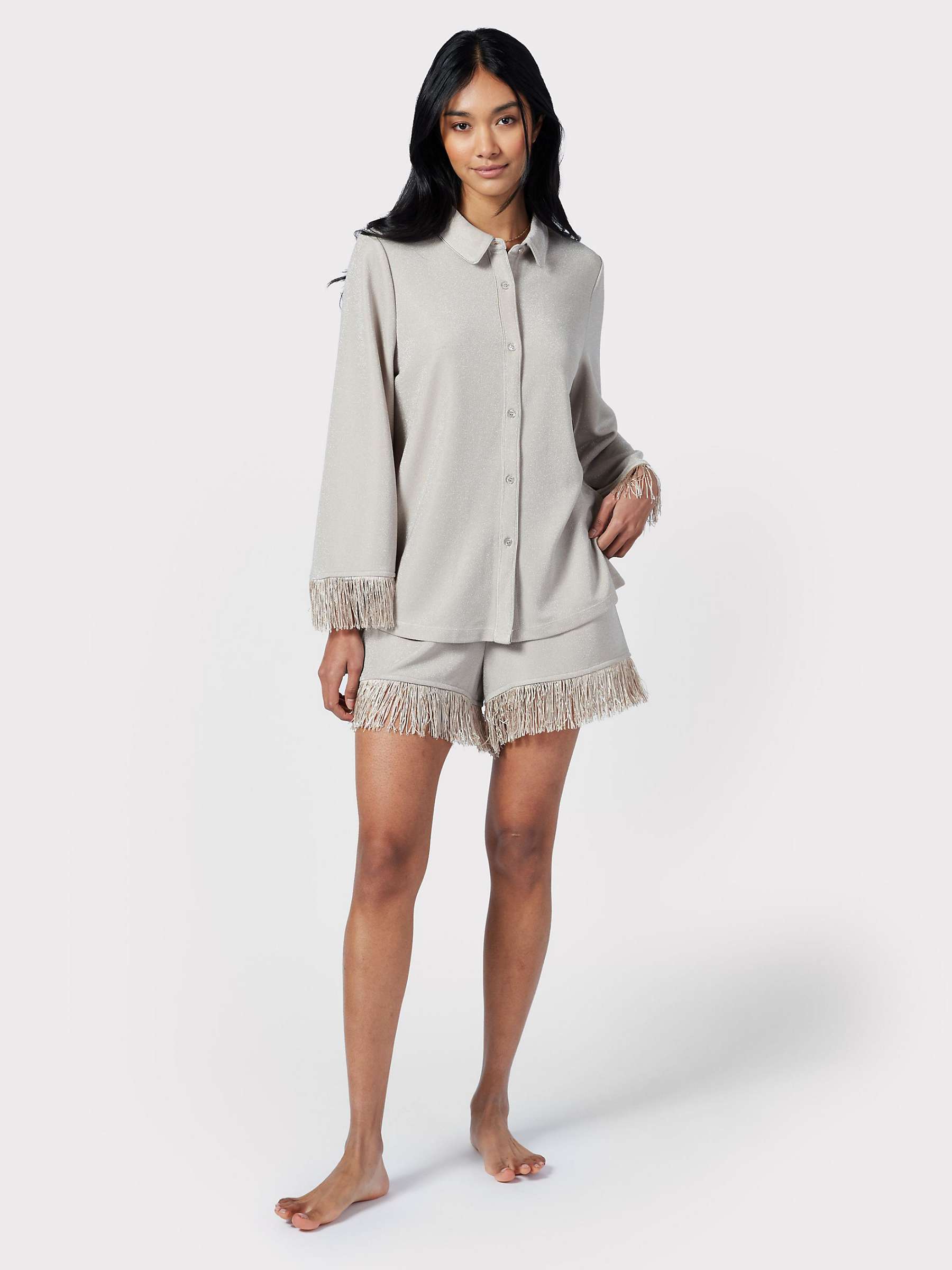Buy Chelsea Peers Sparkle Fringe Trim Short Pyjama Set, Gold Online at johnlewis.com
