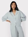 Chelsea Peers Poplin Micro Stripe Short Sleeve Pyjama Set, Sage