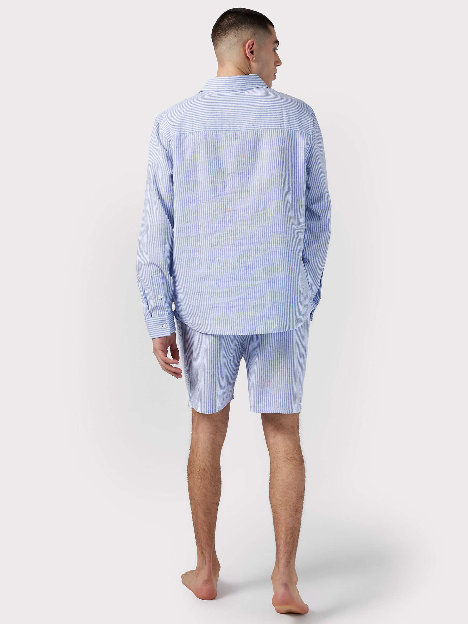 Buy Chelsea Peers Linen Blend Poplin Stripe Pyjama Shorts, Navy/White Online at johnlewis.com