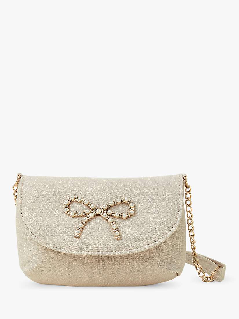 Buy Angels by Accessorize Kids' Pearl Bow Bag, Gold Online at johnlewis.com