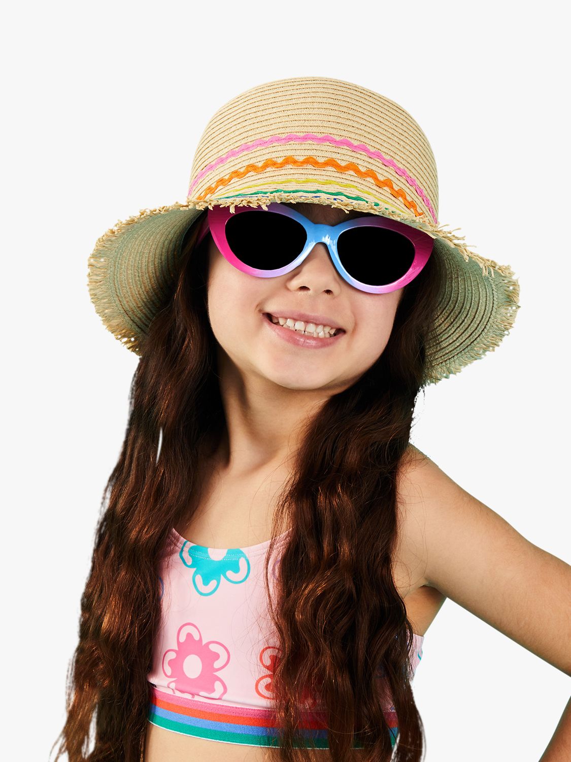 Angels by Accessorize Kids' Ric Rac Sun Hat, Natural, One Size