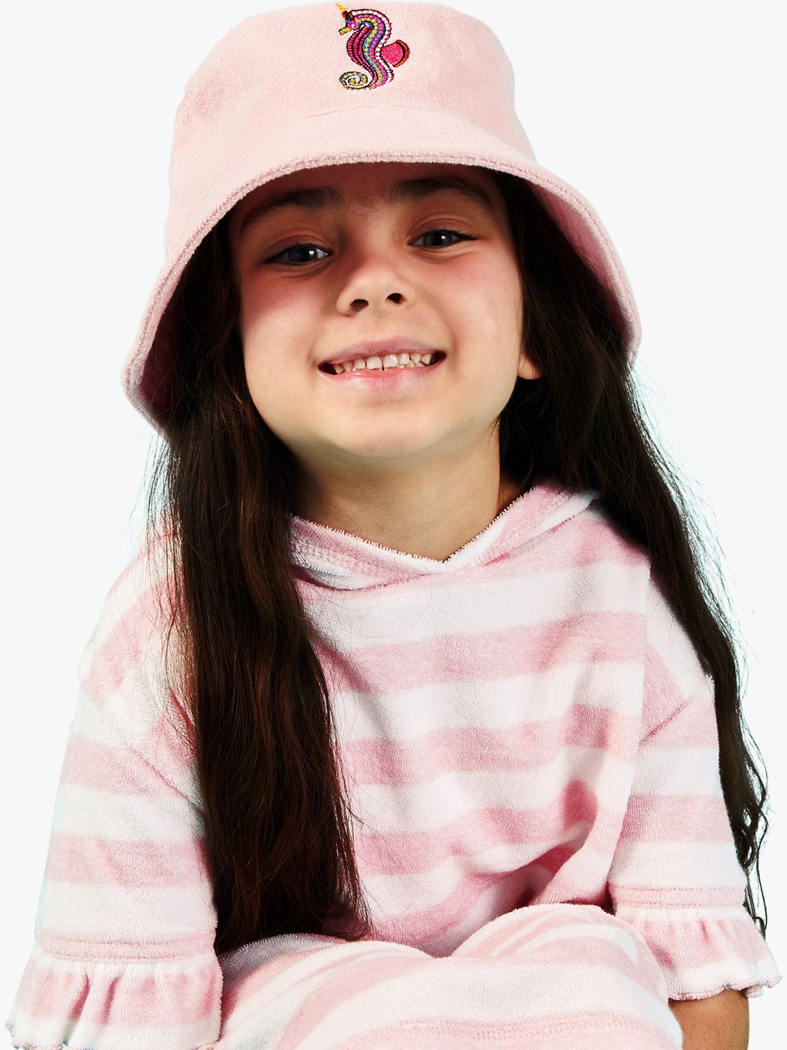 Angels by Accessorize Kids' Towelling Seahorse Bucket Hat, Pink, One Size