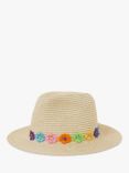 Angels by Accessorize Kids' Flowers Woven Straw Trilby Hat, Natural