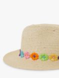 Angels by Accessorize Kids' Flowers Woven Straw Trilby Hat, Natural