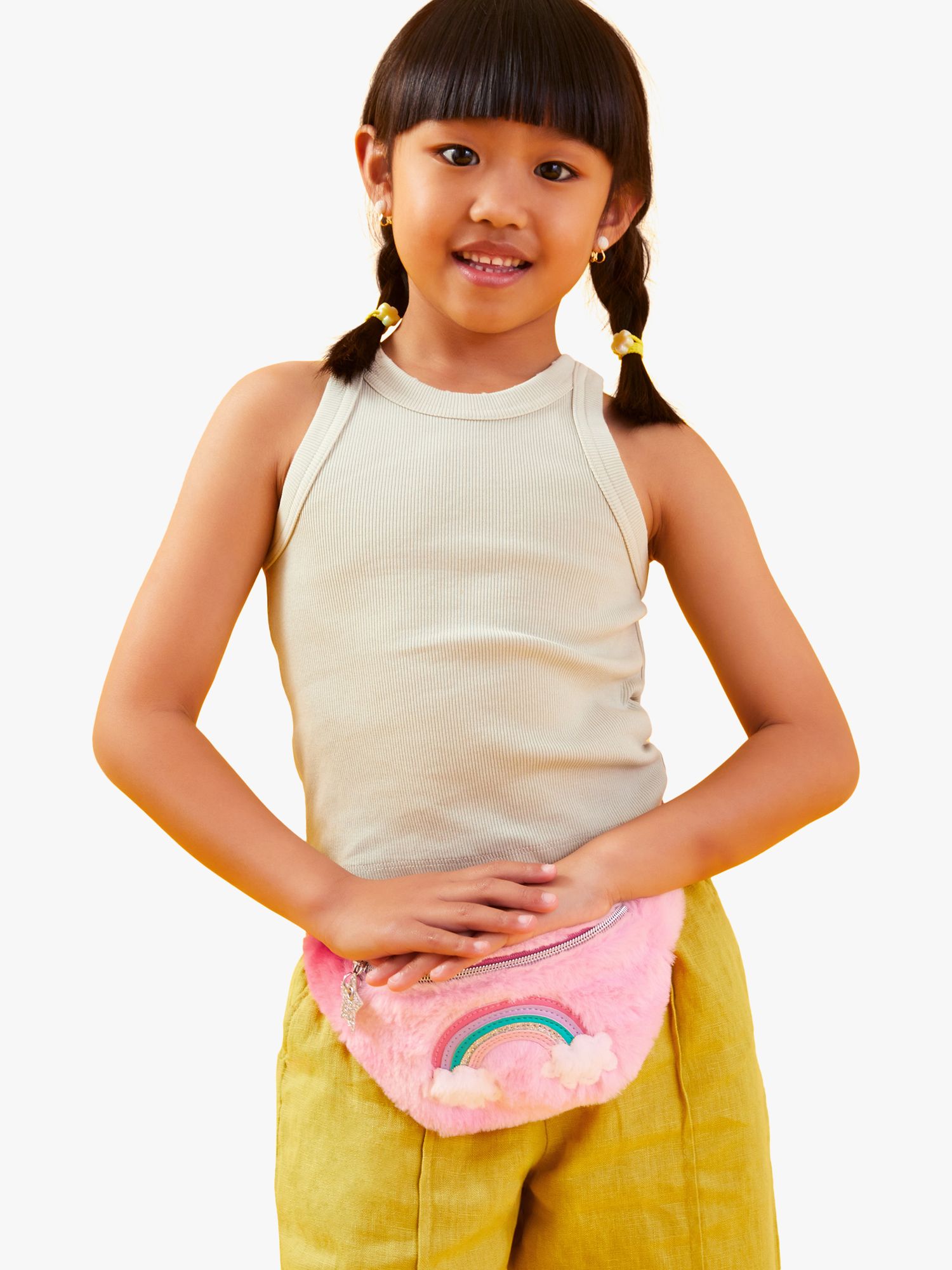 Buy Angels by Accessorize Kids' Fluffy Rainbow Belt Bag, Pink Online at johnlewis.com
