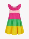 Angels by Accessorize Kids' Stripe Colour Block Ruffle Neck Dress, Multi, Multi