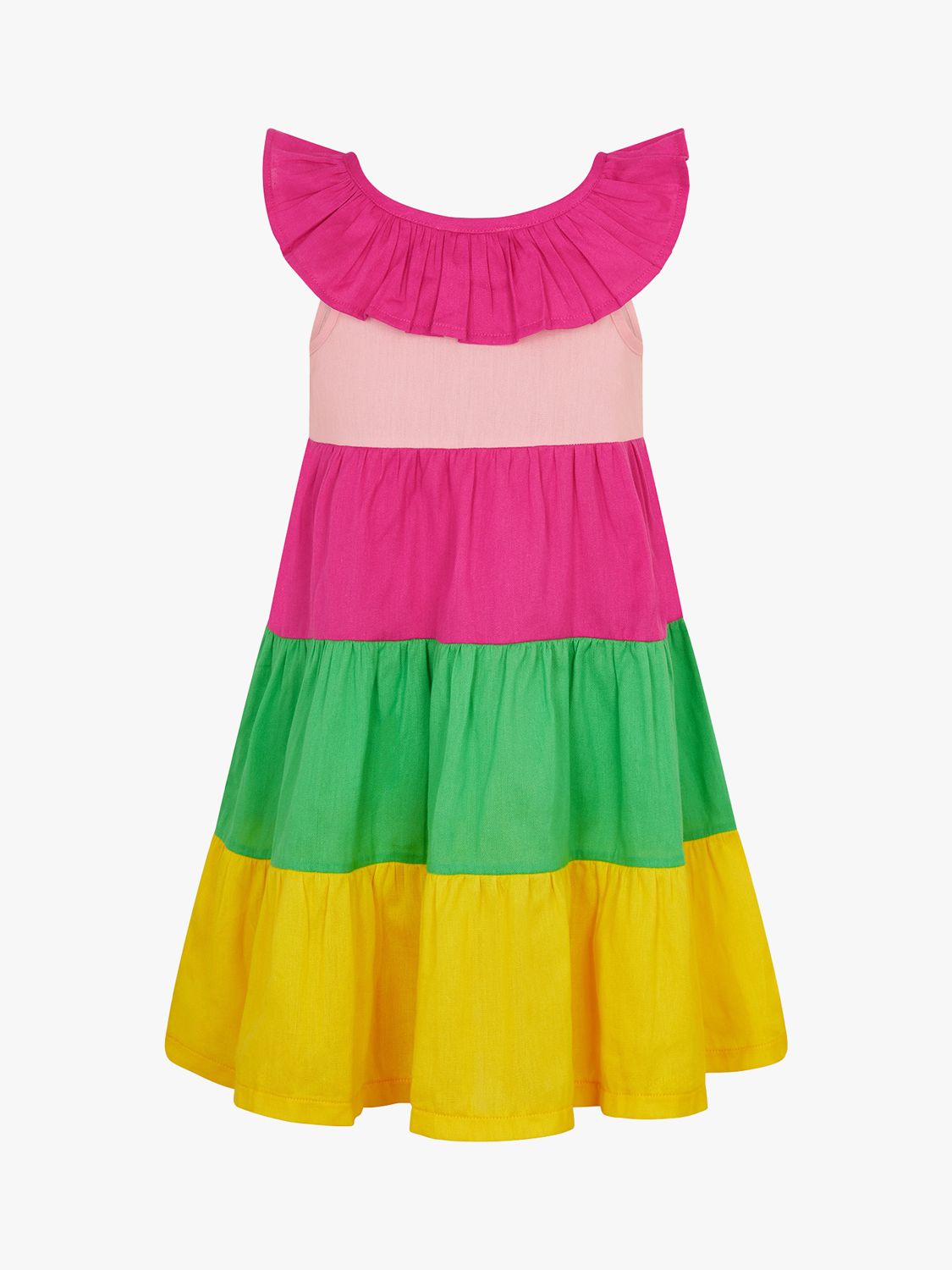 Buy Angels by Accessorize Kids' Stripe Colour Block Ruffle Neck Dress, Multi Online at johnlewis.com