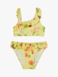 Angels by Accessorize Kids' Floral Print Ruffle Tankini, Yellow/Multi