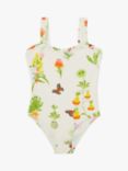 Angels by Accessorize Kids' Floral Print Swimsuit, White/Multi