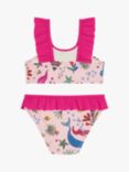 Angels by Accessorize Kids' Mermaid Print Frill Bikini, Pink/Multi, Pink/Multi