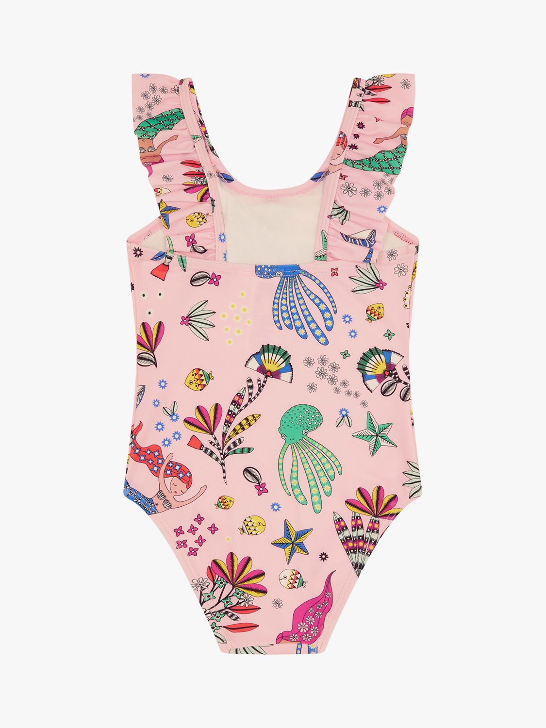 Angels by Accessorize Kids' Mermaid Print Frill Swimsuit, Pink/Multi, 18-24M