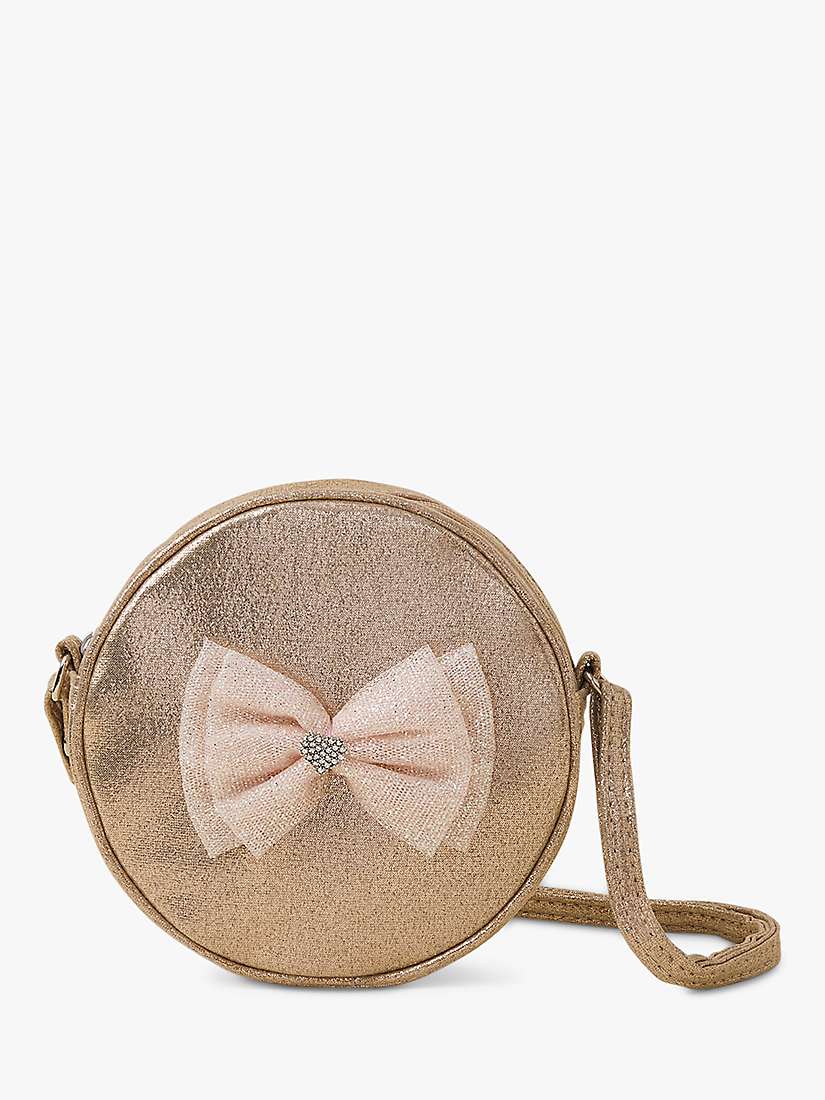 Buy Angels by Accessorize Kids' Glitter Bow Round Bag, Gold Online at johnlewis.com