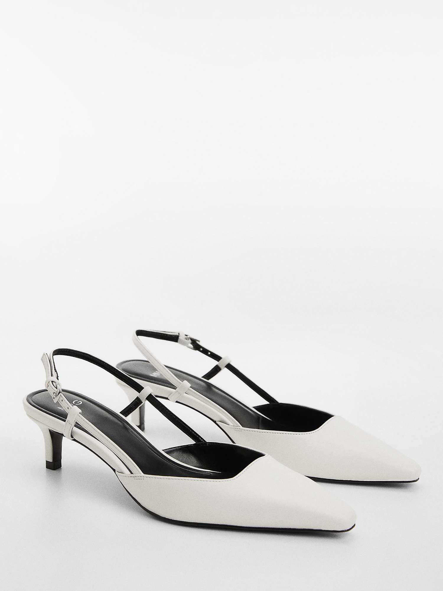 Buy Mango Lulita Kitten Heel Slingback Court Shoes, White Online at johnlewis.com