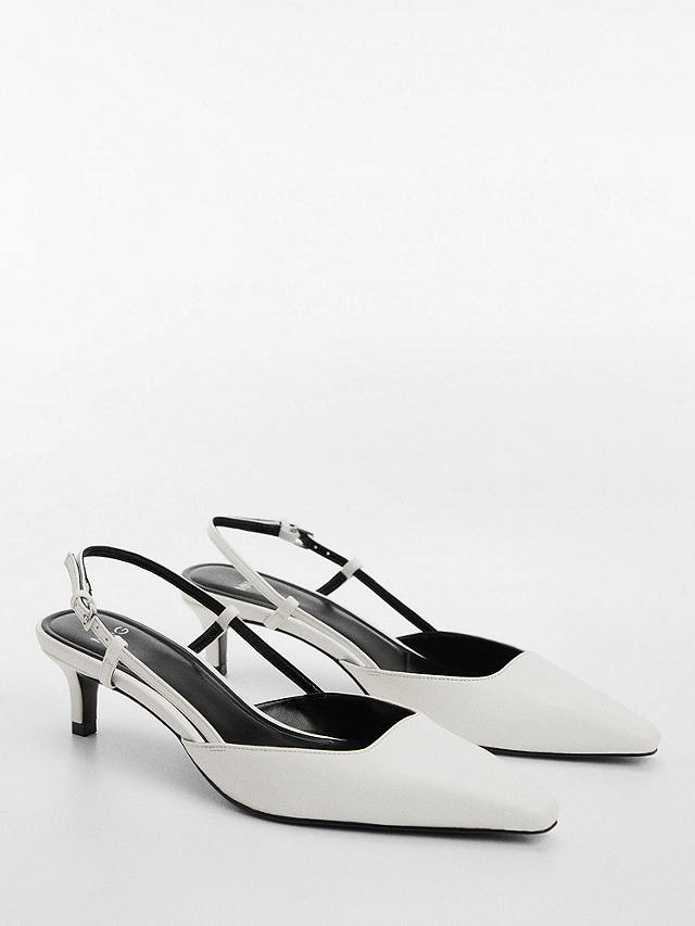 Mango Lulita Kitten Heel Slingback Court Shoes, White