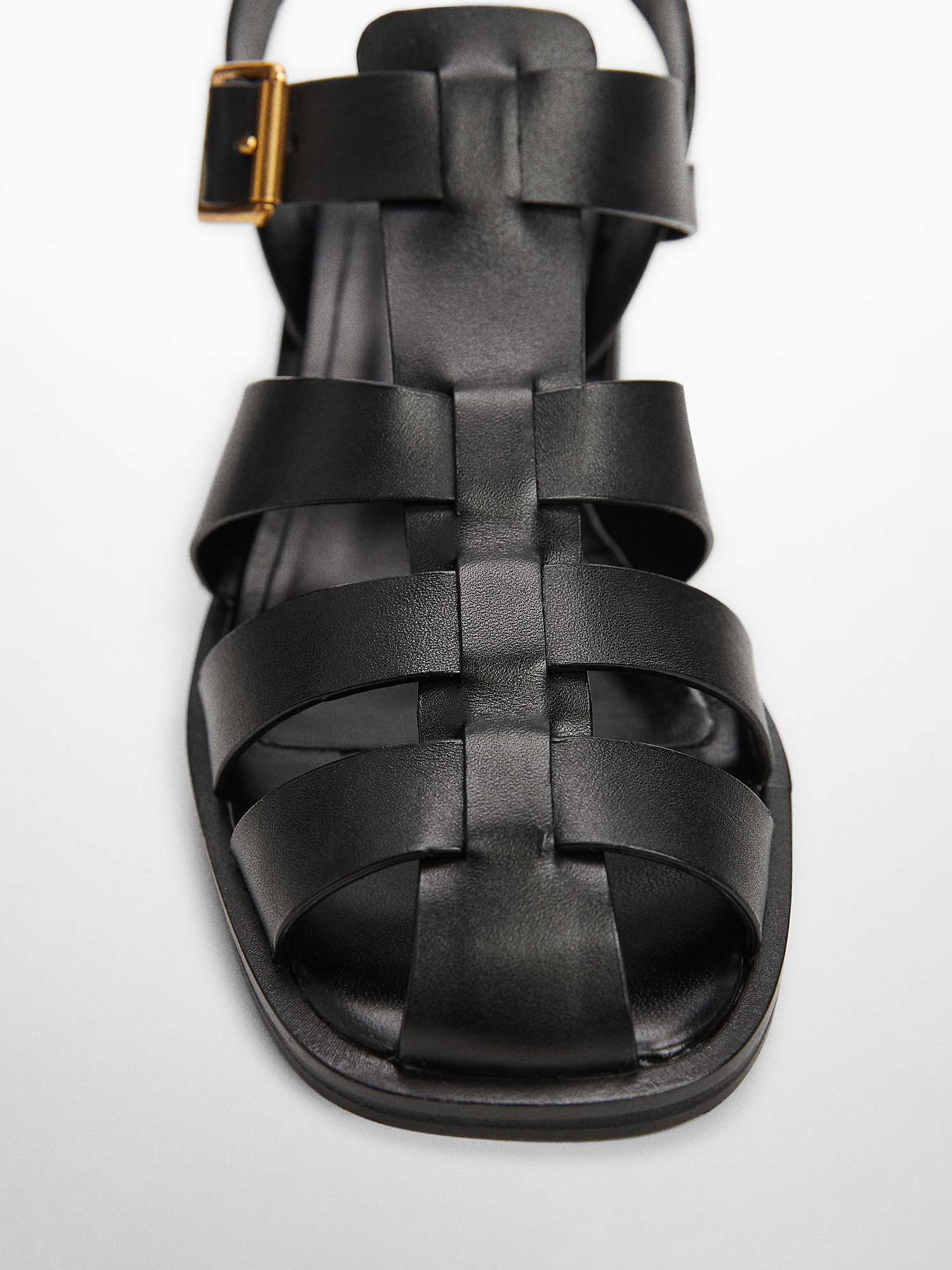 Buy Mango Fisher Leather Jelly Shoes, Black Online at johnlewis.com